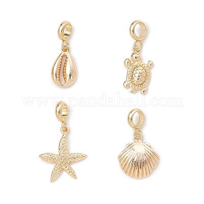 4 шт. 4 стиля подвески-шармы из латуни в европейском стиле с изображением океана PALLOY-JF04527-1