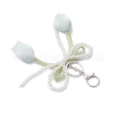 2 шт. двухцветный тканевый брелок в виде двухголового тюльпана KEYC-JKC01422-1