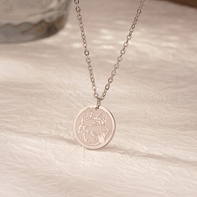 Стильное женское ожерелье с подвеской в виде головы волка из нержавеющей стали 304 для повседневной носки DK1908-2-1