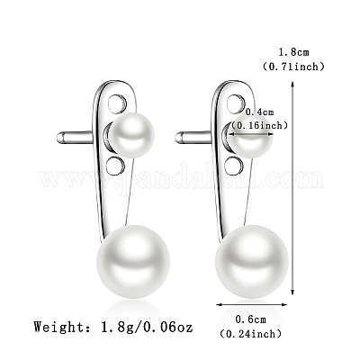 Круглые серьги-гвоздики из стерлингового серебра с искусственным жемчугом SP9186-2-1