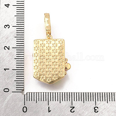 Латунные подвески с микропаве из кубического циркония и эмали KK-R222-16G-02-1