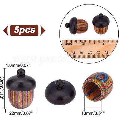 Окрашенные распылением деревянные подвески для ювелирных изделий из желудя FIND-WH0143-46-1