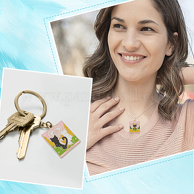 24шт 8 подвески из сплава ситила с эмалью прямоугольной формы ENAM-HY0001-43-1