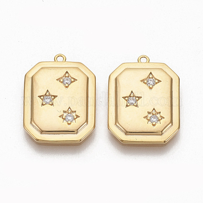 Латунные микропаве прозрачные подвески с фианитом ZIRC-Q021-029G-NF-1