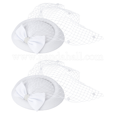 Шляпа-таблетка с бантом из шерсти и фетра с железными заколками для волос из кожи аллигатора&nbsp;LS-MRMJ-WH0077-113A-1