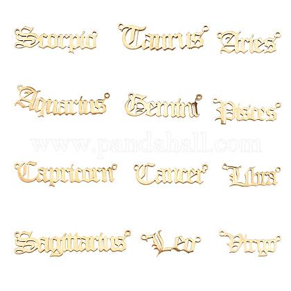 アクセサリー作り用 サニークルー1ステンレス鋼リンク 12 の星座のアルファベット 古英語 レーザー切断 ゴールドカラー 12個 箱 箱 7 4x7 2x1 7センチメートル を購入 Selected Pandahall Com Jp