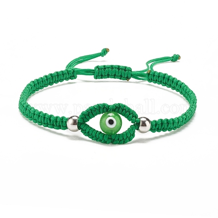 Lampwork Evil Eye Braided Bead Bracelet BJEW-JB07857-03-1