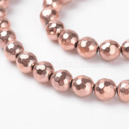 Facettées perles d'hématite synthétique non magnétique brins G-D800-06-1