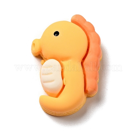 海をテーマにしたオペーク レジン カボション  素敵な漫画の海の動物  オレンジ  タツノオトシゴ  24x17x7mm RESI-B012-05C-1