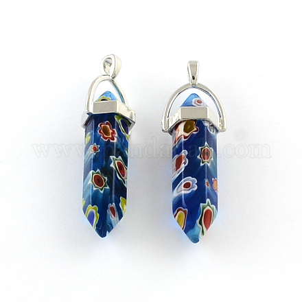 Millefiori Glass Pendants with Alloy Findings LK-R008-05P-1