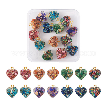 14 pièces 7 couleurs résine transparente jaspe impérial naturel pendentifs de puces teints G-TA0001-39-1