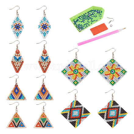 Kits de pendientes colgantes de rombos y triángulos con pintura de diamantes diy pandahall DIY-TA0004-97-1