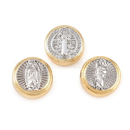 Двухцветные латунные бусины&nbsp;KK-C162-088A-GP-1