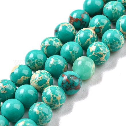 Brins de perles teintes en jaspe impérial synthétique G-D077-A01-02O-1
