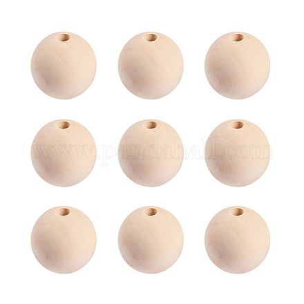 PandaHall Elite 30pcs 40mm Natural Round Wooden Beads Assorted Round Wood Ball Loose Spacer Beads for DIY Jewelry Craft Making Home Decorations Party Decorations WOOD-PH0008-17-1