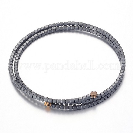 Bracelets de perles hématite synthétique 2-boucle non-magnétiques G-F230-22-1