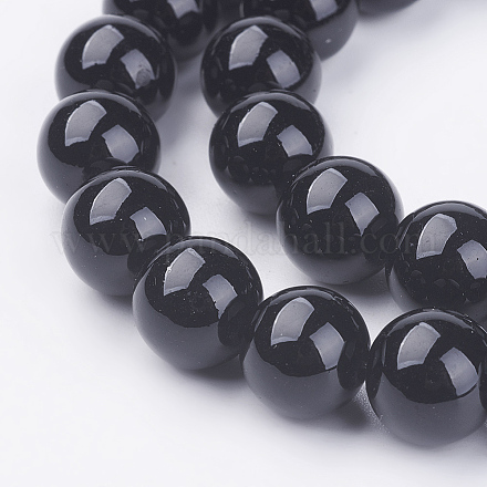 Synthetic Black Stone Beads Strands X-G-H1628-10mm-1-1