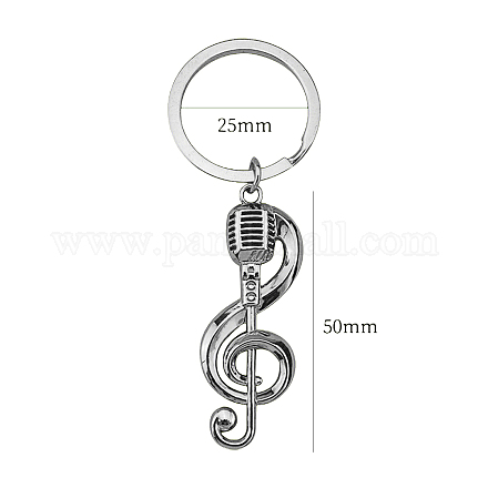 Porte-clés pendentif note de musique en alliage de zinc émaillé PW-WG57869-01-1