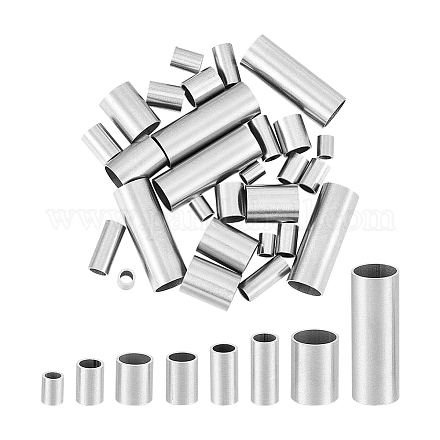 UNICRAFTALE 40 Pcs 8 Sizes 5/7/8/8.5/10/12/25mm Tube Spacer Beads Stainless Steel Loose Beads Tube Large Hole Spacer Beads Smooth Surface Beads Finding for DIY Bracelets Necklace Jewelry Making STAS-UN0001-73P-1