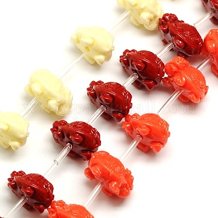Synthetic Coral Tortoise Beads Strands CORA-L015-M-1