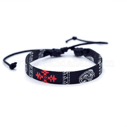 Ткань в стиле арабского шарфа с плетеными браслетами из вощеного шнура&nbsp;FS-WG12D4A-04-1