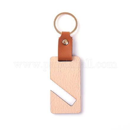Wooden & Imitation Leather Pendant Keychain PW23041897512-1