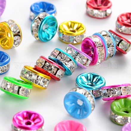 Painted Brass Rhinestone Spacer Beads X-RB-S010-8mm-M-1