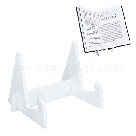 組み立てられた卓上アクリル本棚スタンド  本用ブックディスプレイイーゼル  雑誌  タブレット  ホワイト  完成品：14x11x10cm AJEW-WH0329-04B-1