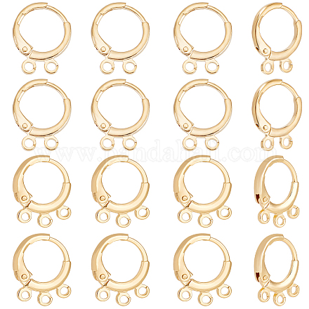 20 шт. 2-х стилевые латунные серьги-кольца с фурнитурой KK-BBC0007-55G-1