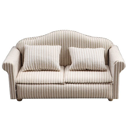 Диванчик из дерева и ткани с подушками и миниатюрными украшениями PW-WGAED66-02-1