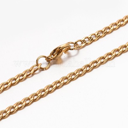 Boy's 304 Stainless Steel Curb Chain Necklaces NJEW-E026-13G-1
