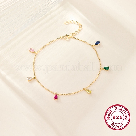 Женские браслеты с подвесками в виде каплевидных красок с кубическим цирконием BJEW-F455-01G-1