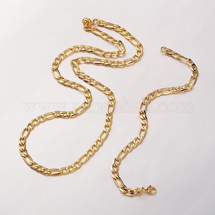 304 colliers de chaîne figaro en acier inoxydable et bracelets ensembles SJEW-L379-13G-1