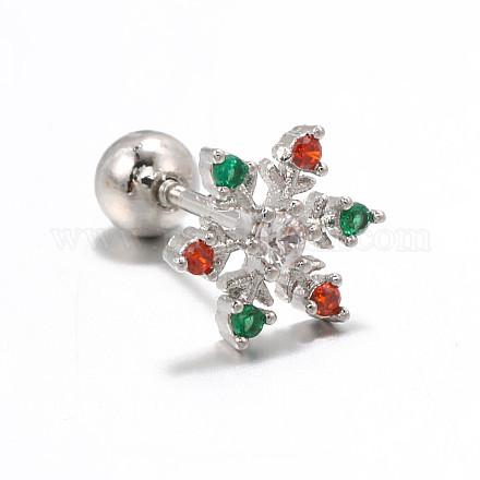 Серьги-гвоздики из латуни с кубическим цирконием в форме снежинки FS-WGD4C14-15-1