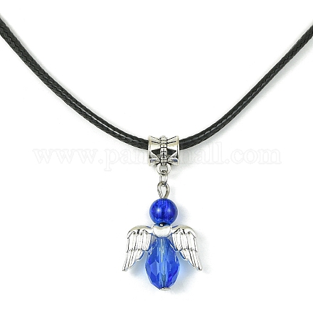 Lega a forma di angelo con collane con pendente in vetro NJEW-JN04560-03-1