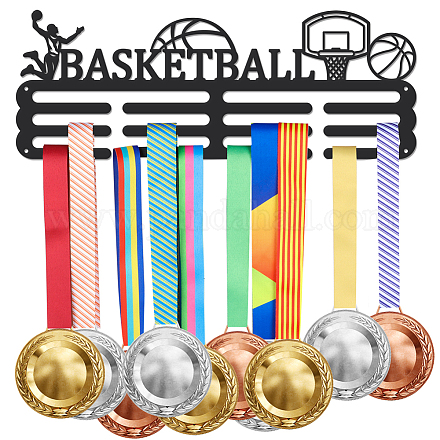 Superdant バスケットボールメダルハンガーホルダーディスプレイ男性スポーツメダルディスプレイラックフック 60 + メダル用ウォールマウントリボンディスプレイホルダーハンガー装飾鉄フックギフト子供のための ODIS-WH0021-664-1