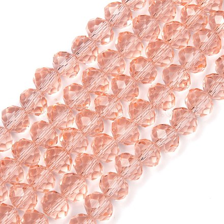 Light Coral Color Faceted Rondelle Handmade Imitate Austrian Crystal Glass Beads X-G02YI022-1