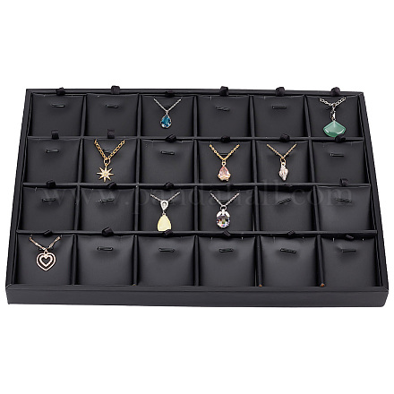 24- Slot Rectangle Imitation Leather Pendant Display Boxes CON-WH0095-43-1