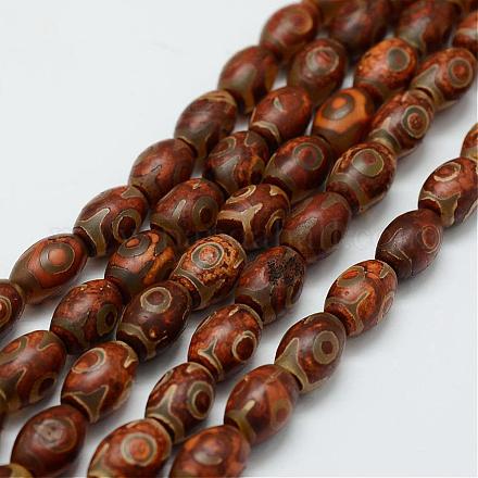 Brins de perles dzi à 3 œil de style tibétain TDZI-G010-A02-1