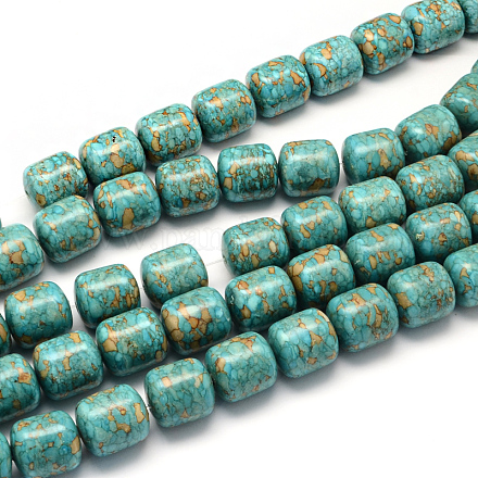 Teintes turquoise synthétique brins colonne de perles TURQ-Q100-03E-02-1