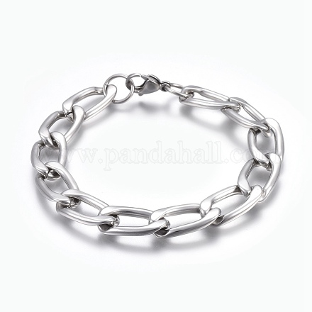 304 Stainless Steel Curb Chain Bracelets BJEW-L634-05E-P-1