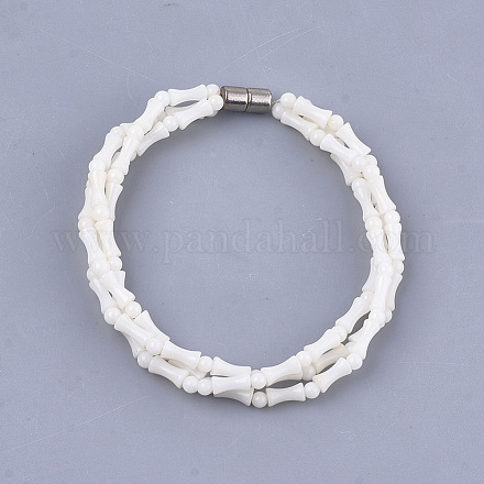 Bracelets multicouches en corail synthétique BJEW-S134-110A-1