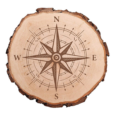 Hojas redondas de madera tallada AJEW-WH0362-002-1