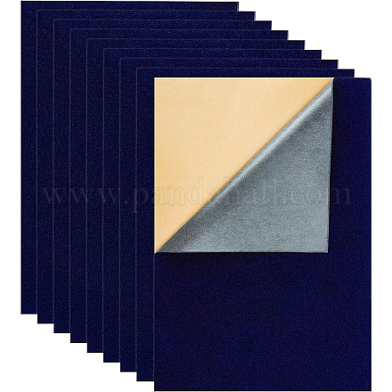 ジュエリー植毛織物  自己粘着性の布地  ミッドナイトブルー  40x28.9~29cm  12シート/セット TOOL-BC0001-75F-1