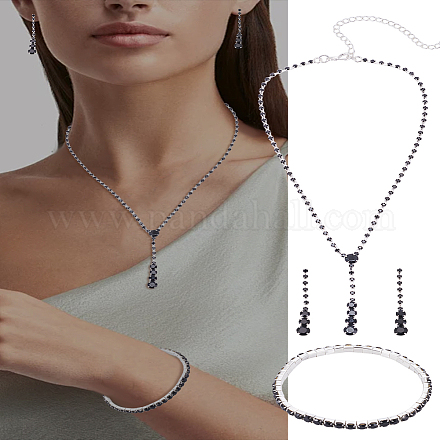 1 комплект украшений в форме капли из сплава и страз&nbsp;SJEW-LP0001-03-1