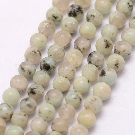 Chapelets de perles en jaspe sésame naturel / jaspe kiwi G-K146-54-3mm-1