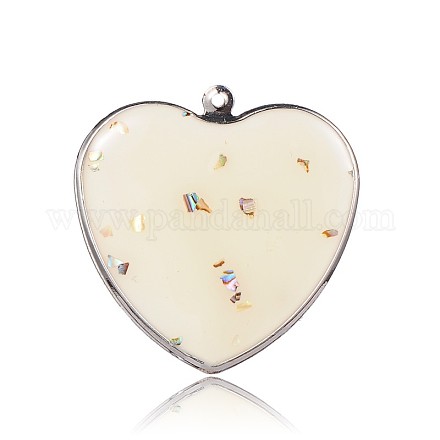 Подвески в форме сердца с железной эмалью и платиновым покрытием IFIN-J044-01P-1