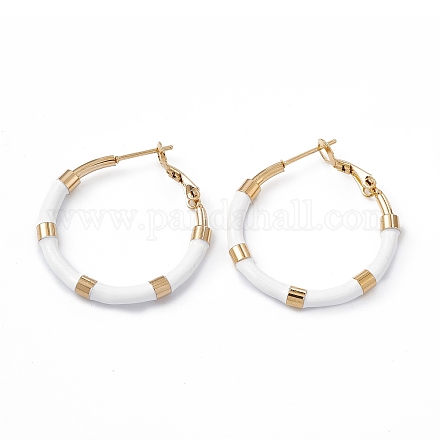 Серьги-кольца из нержавеющей стали 201 с вакуумным покрытием PVD для женщин EJEW-B016-33A-1