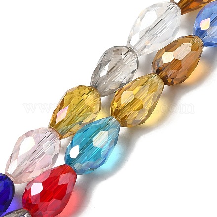 Electroplate Glass Beads Strands EGLA-D015-12x8mm-38-1
