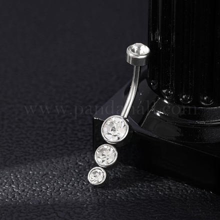 Кольца для пупка в форме штанги из нержавеющей стали 304 с прозрачным кубическим цирконием AJEW-D306-03P-05-1
